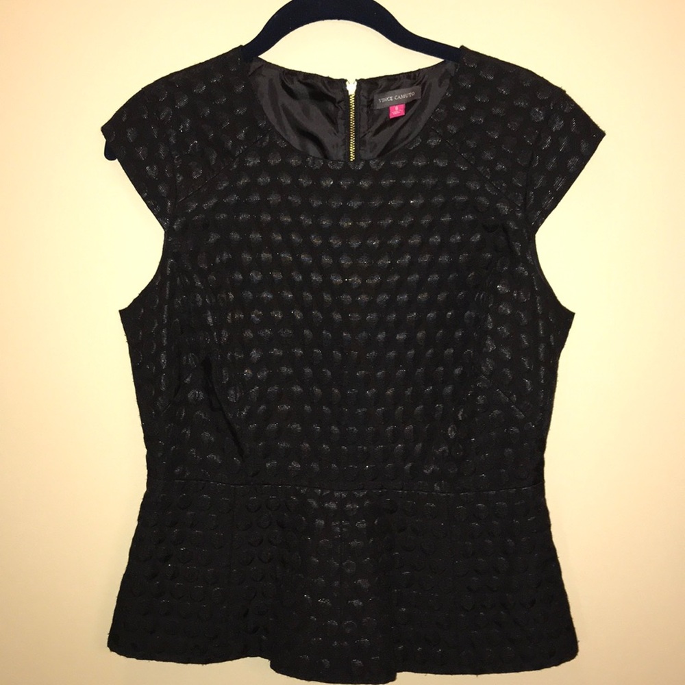 VINCE CAMUTO BLACK PEPLUM TOP
